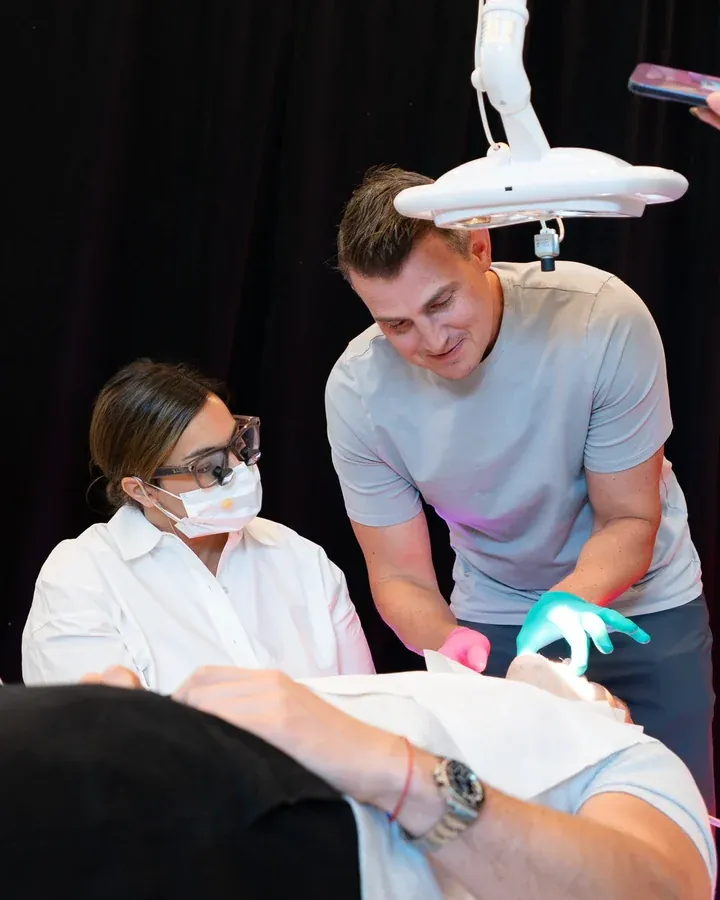 Live chairside demonstration at IGNITE 2026, Stribe's advanced cosmetic dentistry course in Los Angeles